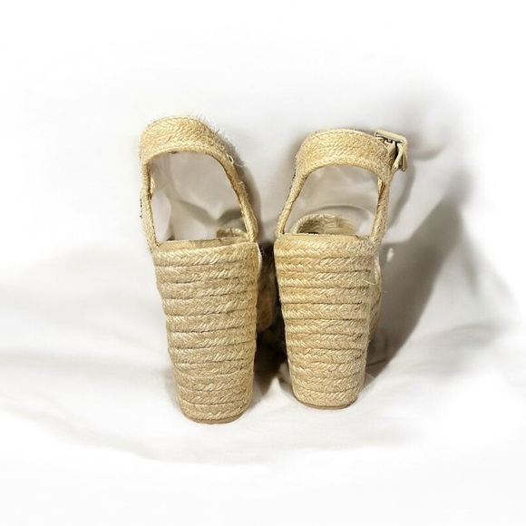 🌻NEW NWOT Jeffrey Campbell "Soffia" Beige 2 Platform Open Wedge Espadrilles 41 - Picture 4 of 10
